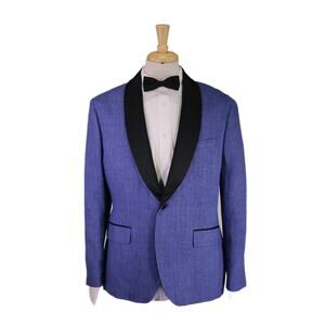 Bonobos Mens Tuxedo Blazer 38L Blue Linen Slim Fit Shawl Lapel Formal Jacket NWT